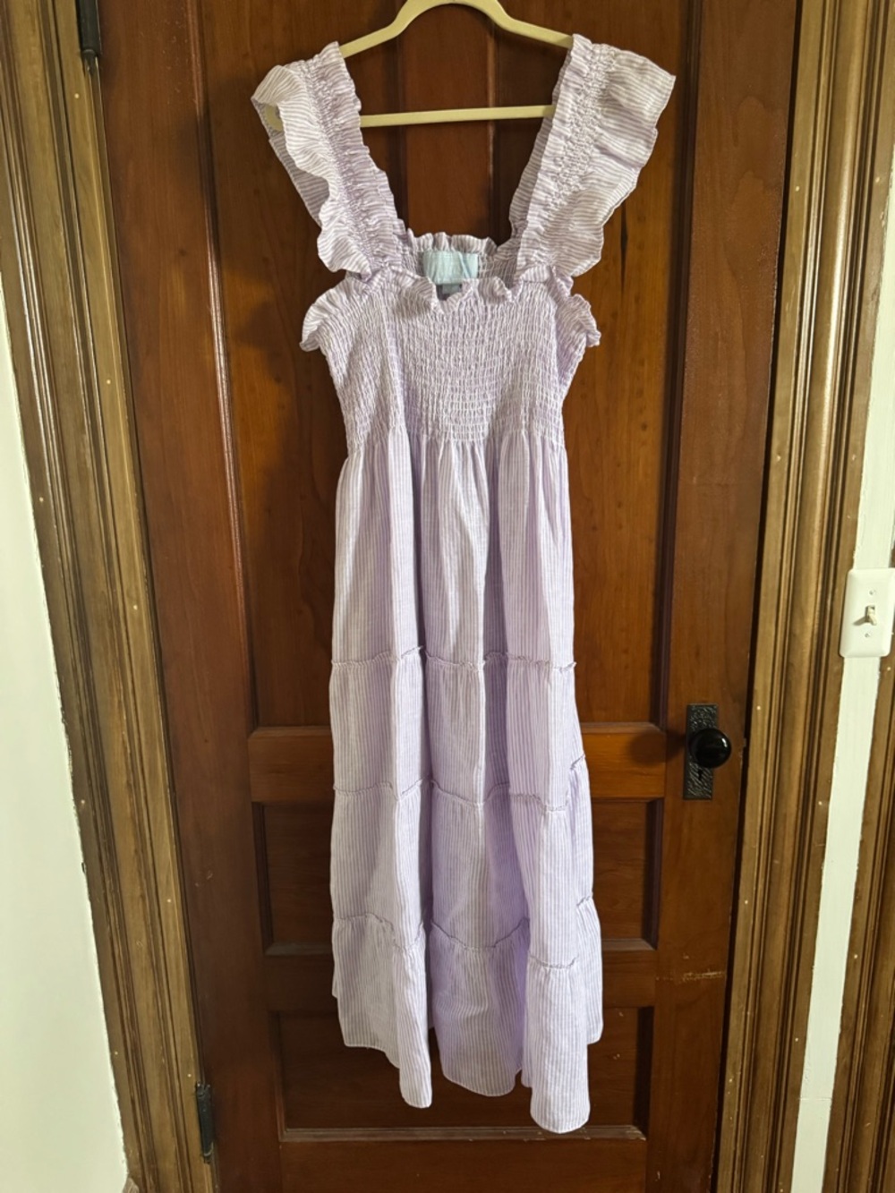 Hill House Ellie Nap Dress Linen Lilac Striped